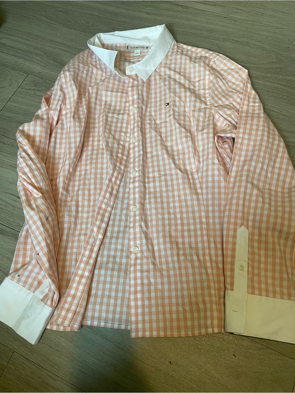 Tommy Hilfiger Women's m Gingham Button-Down Shirt with White Collar